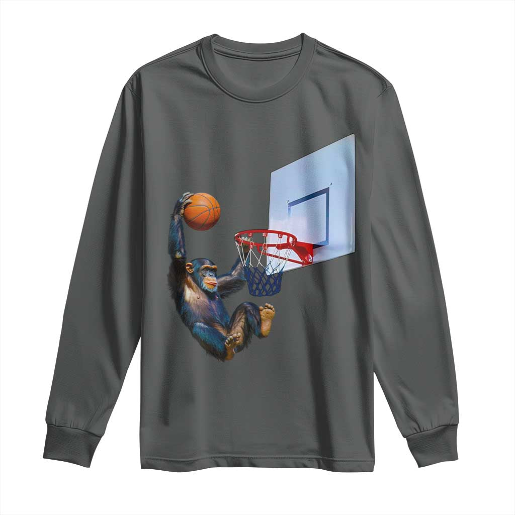 Funny Chimpanzee Basketball Monkey Long Sleeve Shirt
