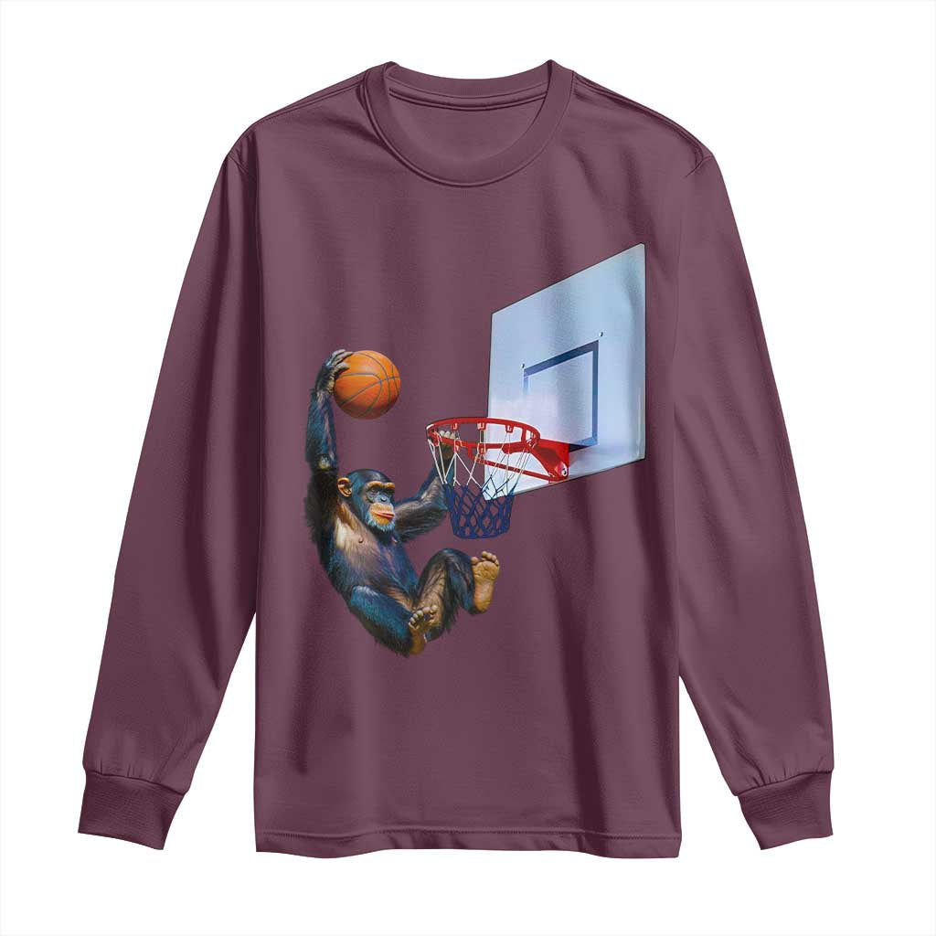 Funny Chimpanzee Basketball Monkey Long Sleeve Shirt