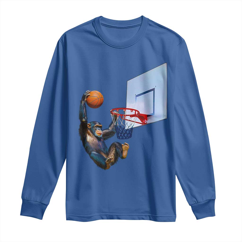 Funny Chimpanzee Basketball Monkey Long Sleeve Shirt