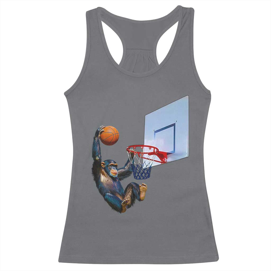 Funny Chimpanzee Basketball Monkey Racerback Tank Top