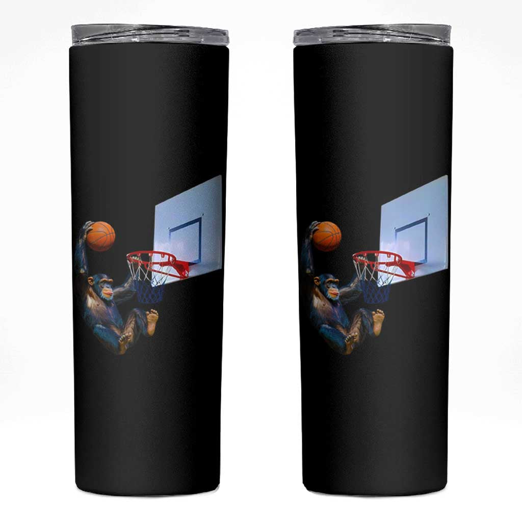 Funny Chimpanzee Basketball Monkey Skinny Tumbler