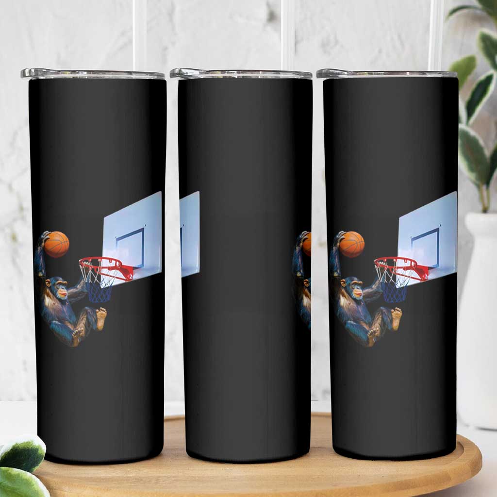 Funny Chimpanzee Basketball Monkey Skinny Tumbler