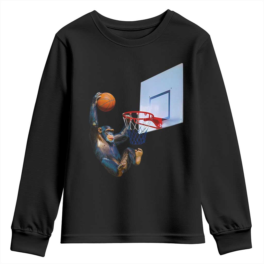 Funny Chimpanzee Basketball Monkey Youth Sweatshirt