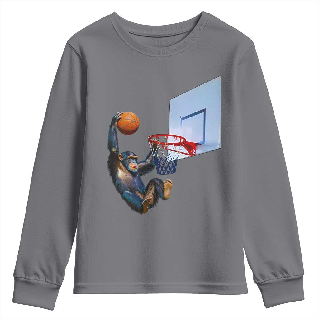 Funny Chimpanzee Basketball Monkey Youth Sweatshirt