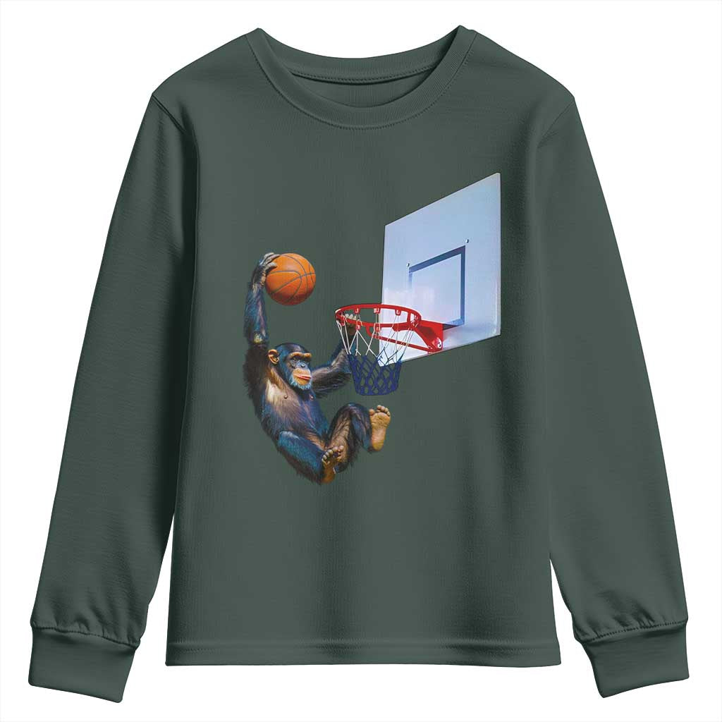 Funny Chimpanzee Basketball Monkey Youth Sweatshirt
