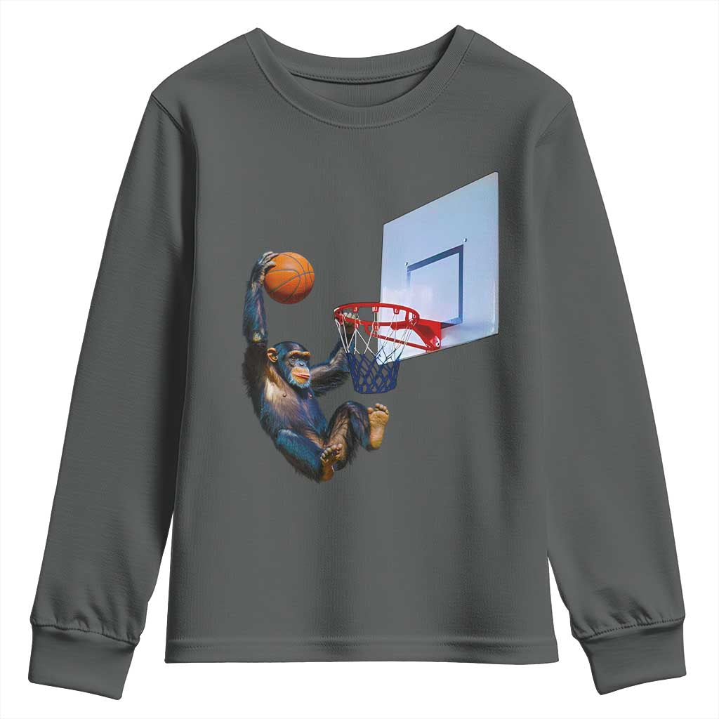 Funny Chimpanzee Basketball Monkey Youth Sweatshirt