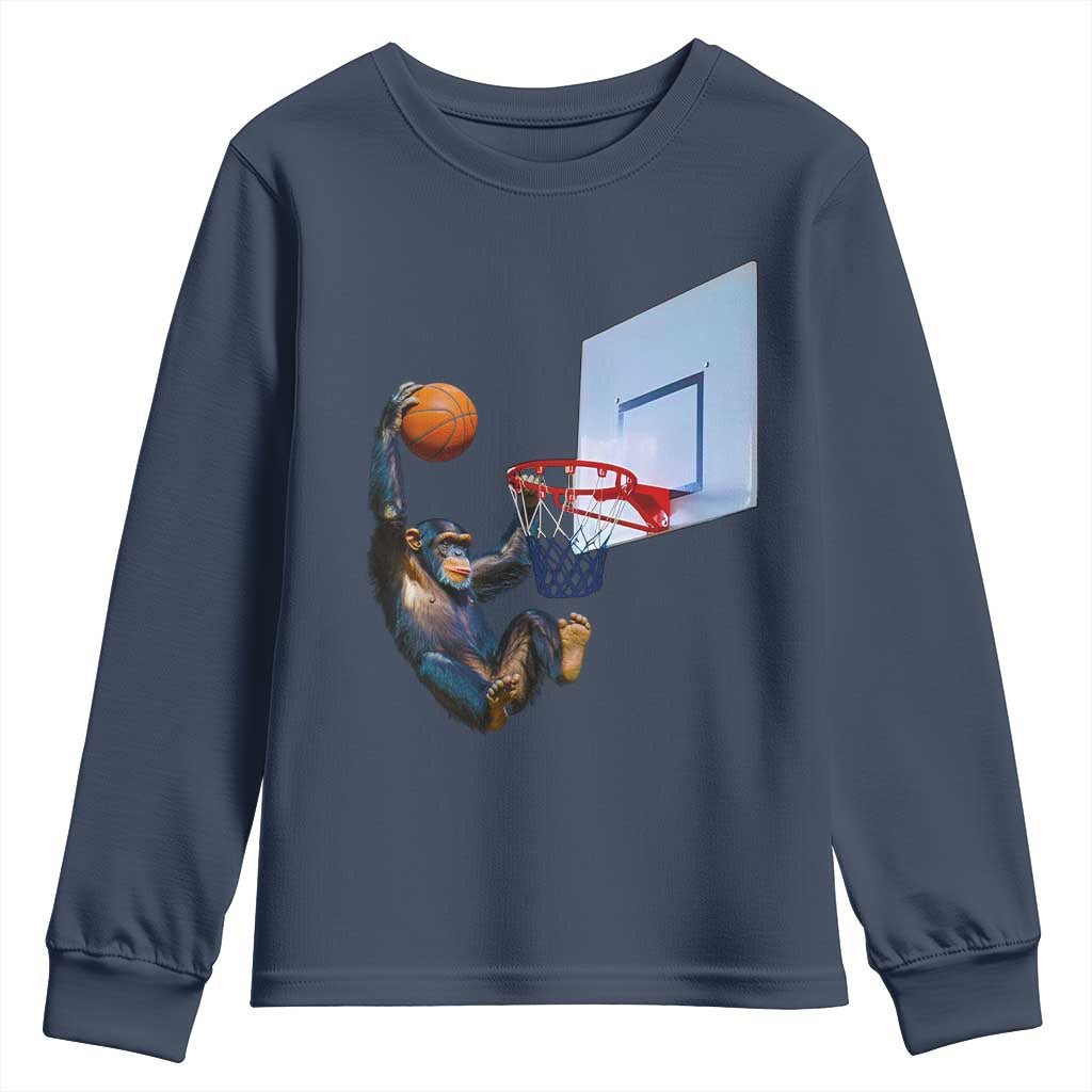 Funny Chimpanzee Basketball Monkey Youth Sweatshirt