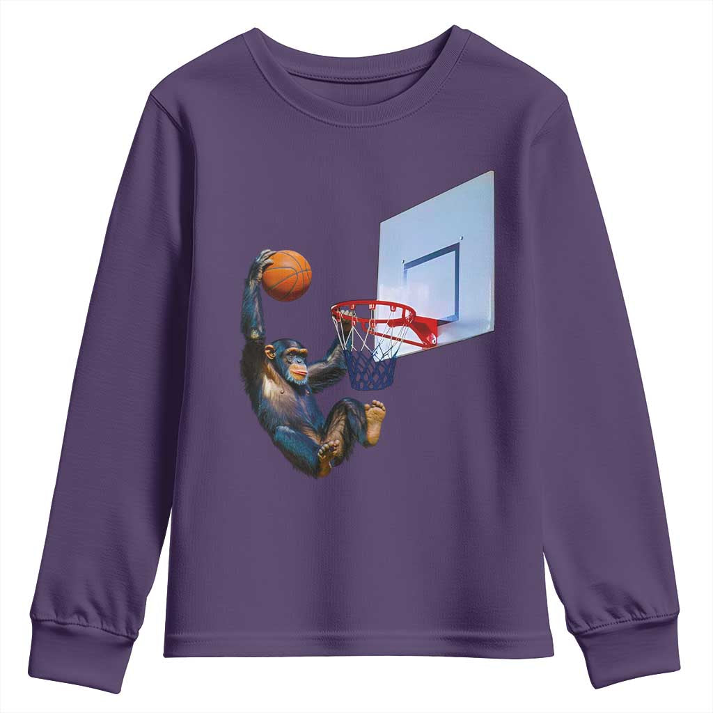 Funny Chimpanzee Basketball Monkey Youth Sweatshirt