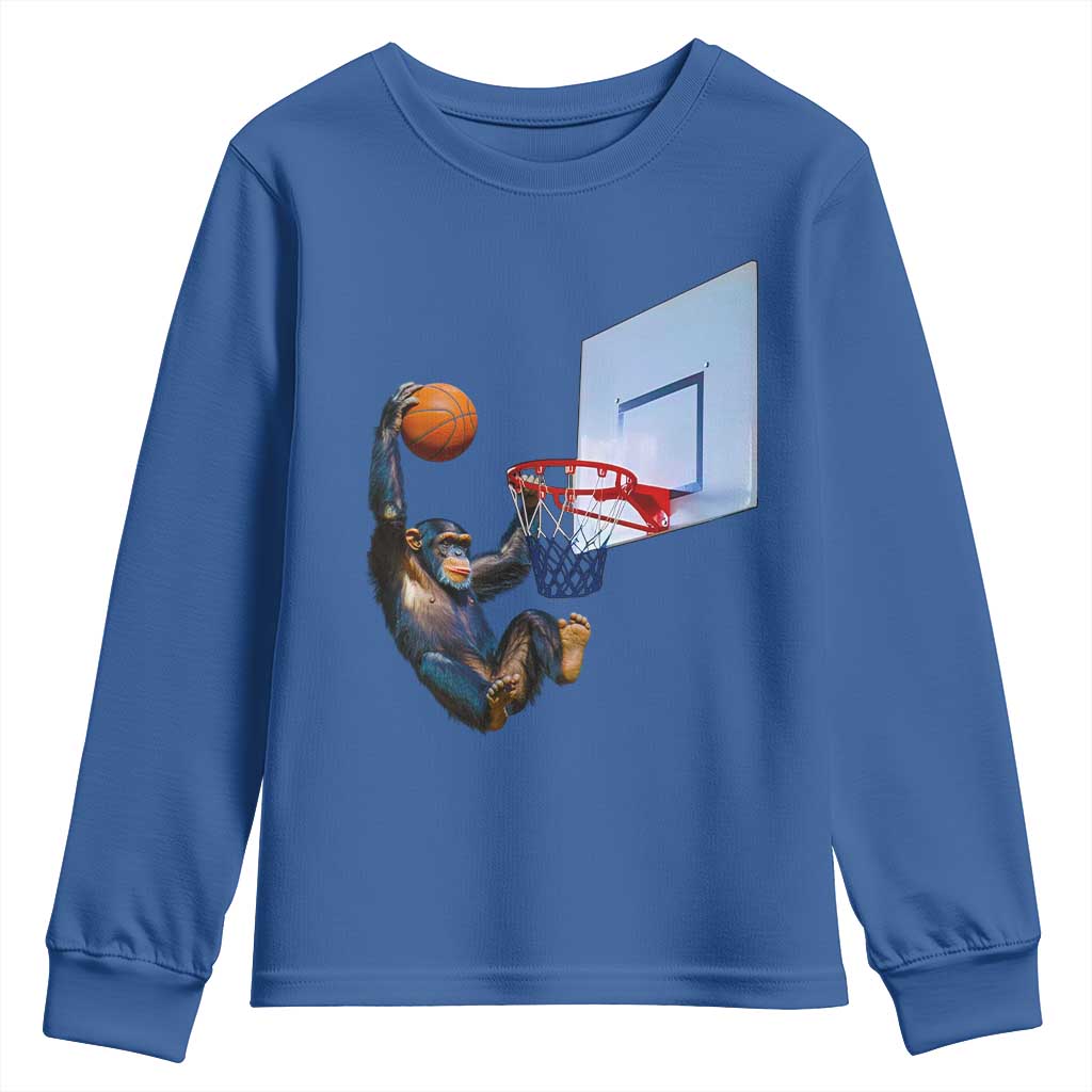 Funny Chimpanzee Basketball Monkey Youth Sweatshirt
