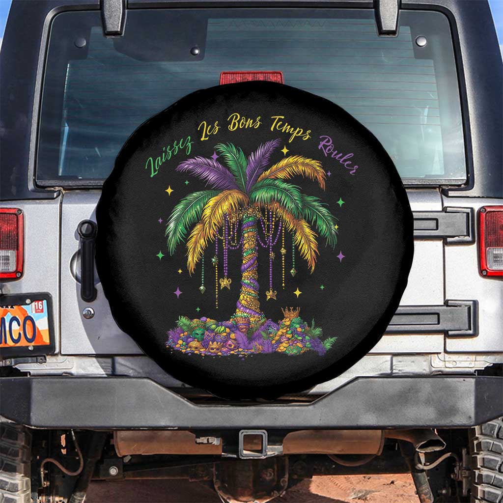 Funny Mardi Gras Coconut Palm Tree Spare Tire Cover Laissez Les Bons Temps Rouler Beads Masks