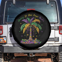 Funny Mardi Gras Coconut Palm Tree Spare Tire Cover Laissez Les Bons Temps Rouler Beads Masks