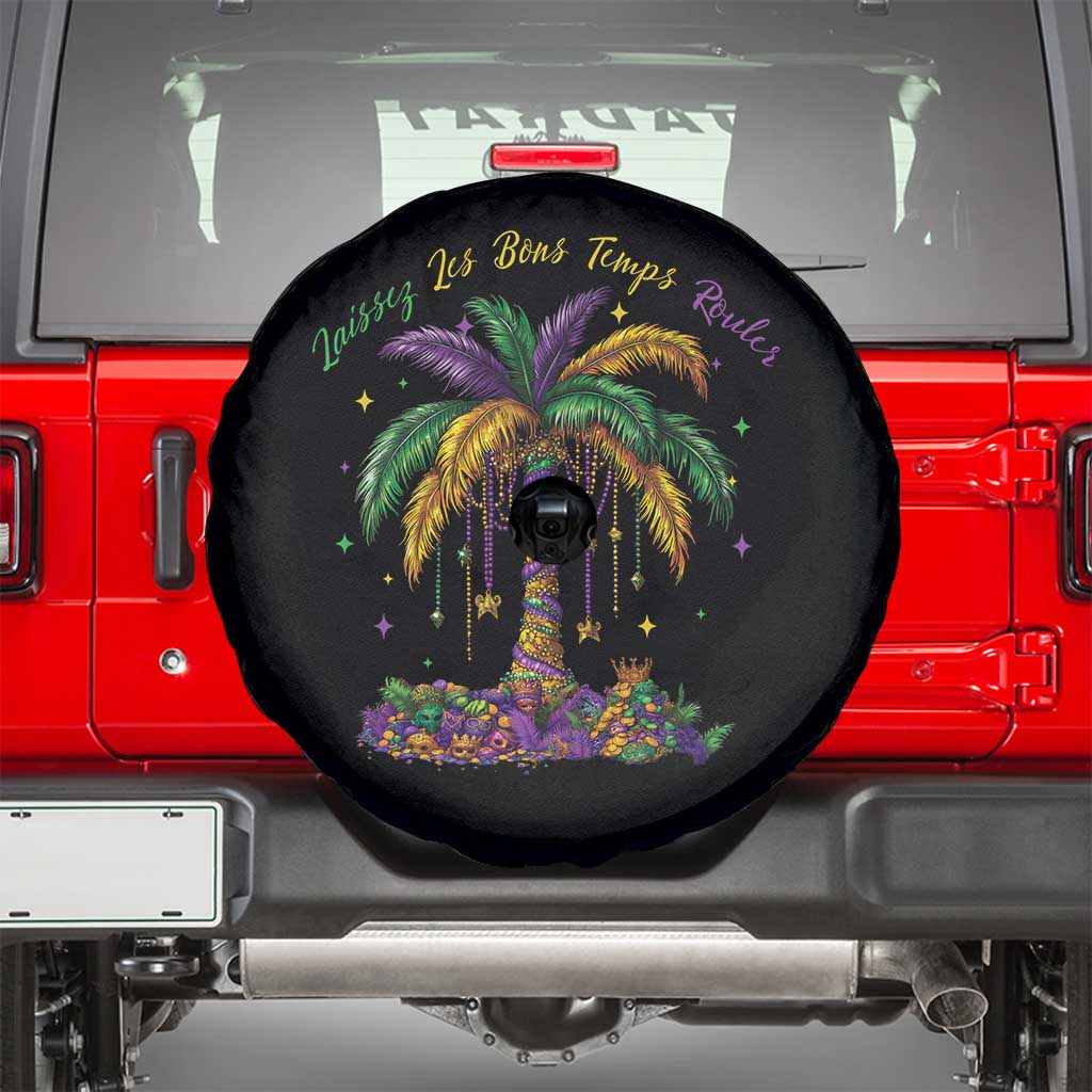 Funny Mardi Gras Coconut Palm Tree Spare Tire Cover Laissez Les Bons Temps Rouler Beads Masks