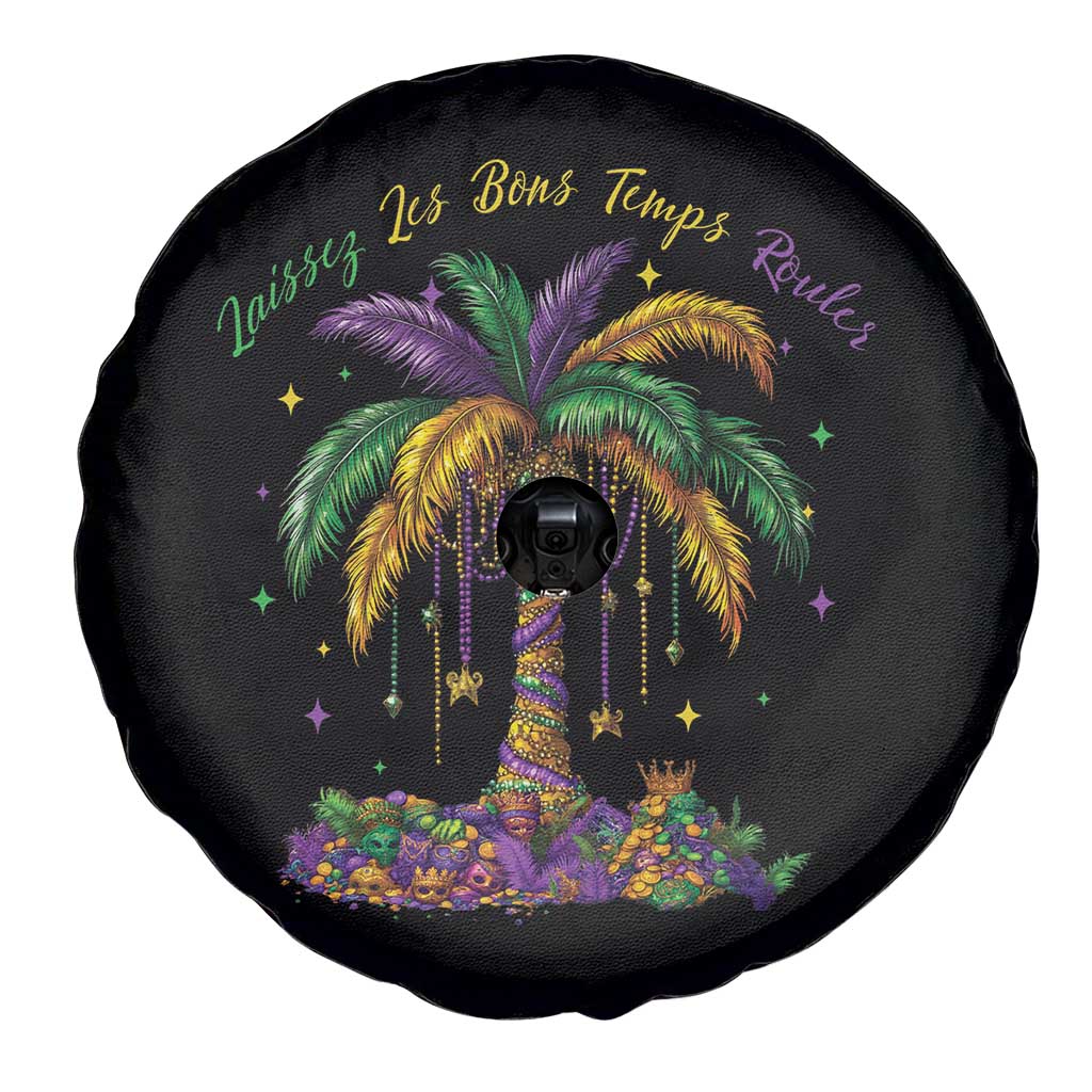 Funny Mardi Gras Coconut Palm Tree Spare Tire Cover Laissez Les Bons Temps Rouler Beads Masks