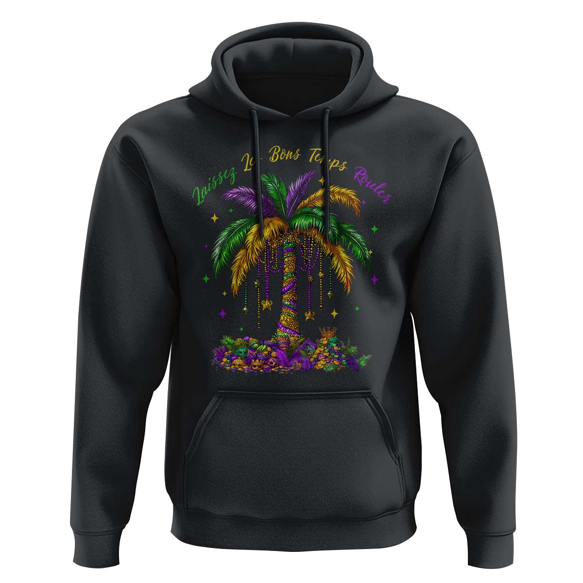 Funny Mardi Gras Coconut Palm Tree Hoodie Laissez Les Bons Temps Rouler Beads Masks