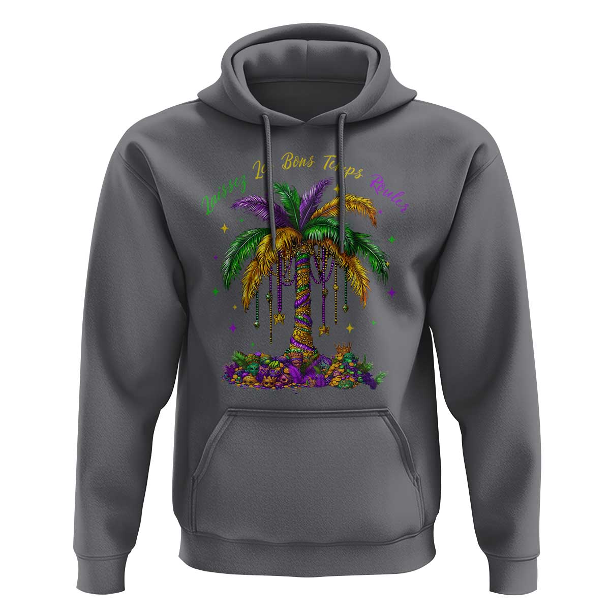 Funny Mardi Gras Coconut Palm Tree Hoodie Laissez Les Bons Temps Rouler Beads Masks