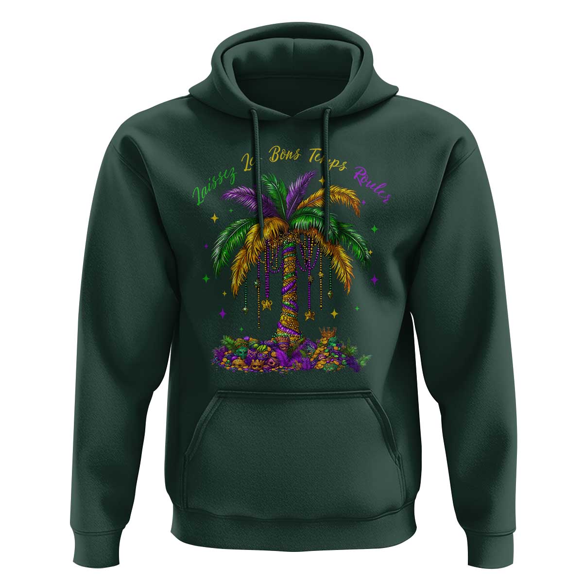 Funny Mardi Gras Coconut Palm Tree Hoodie Laissez Les Bons Temps Rouler Beads Masks