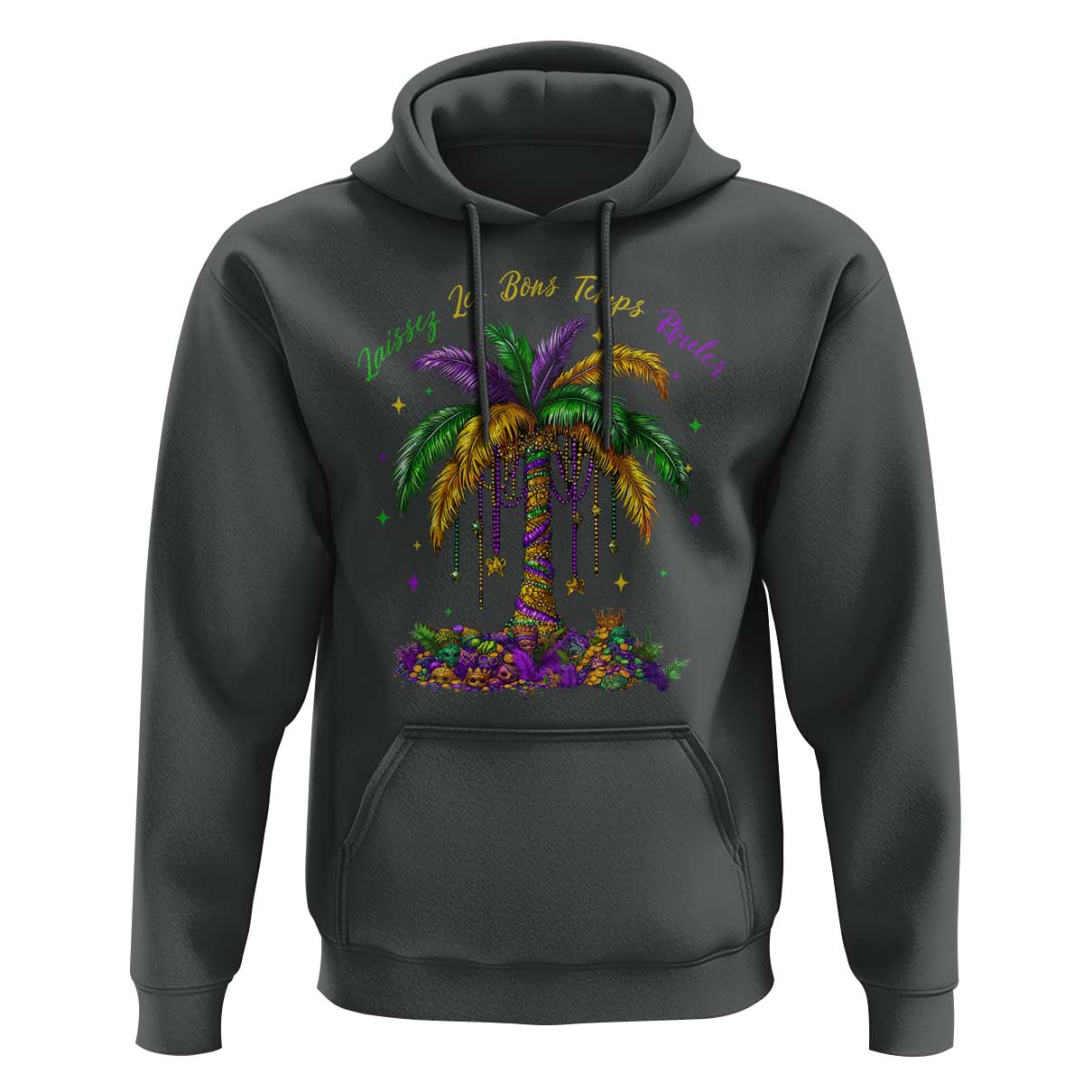 Funny Mardi Gras Coconut Palm Tree Hoodie Laissez Les Bons Temps Rouler Beads Masks