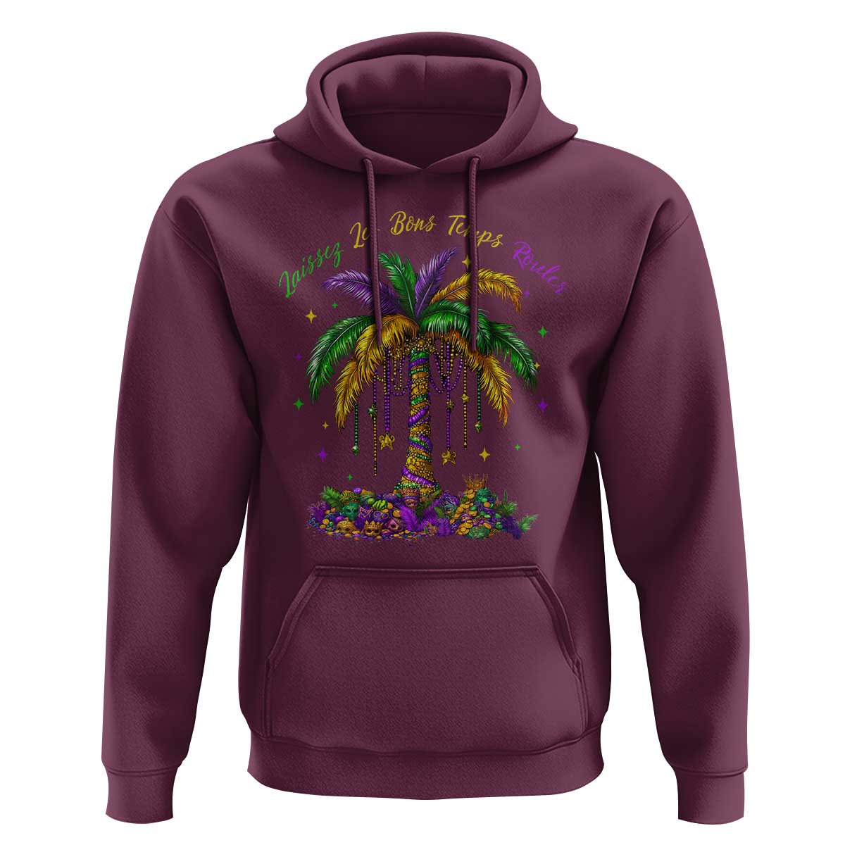 Funny Mardi Gras Coconut Palm Tree Hoodie Laissez Les Bons Temps Rouler Beads Masks