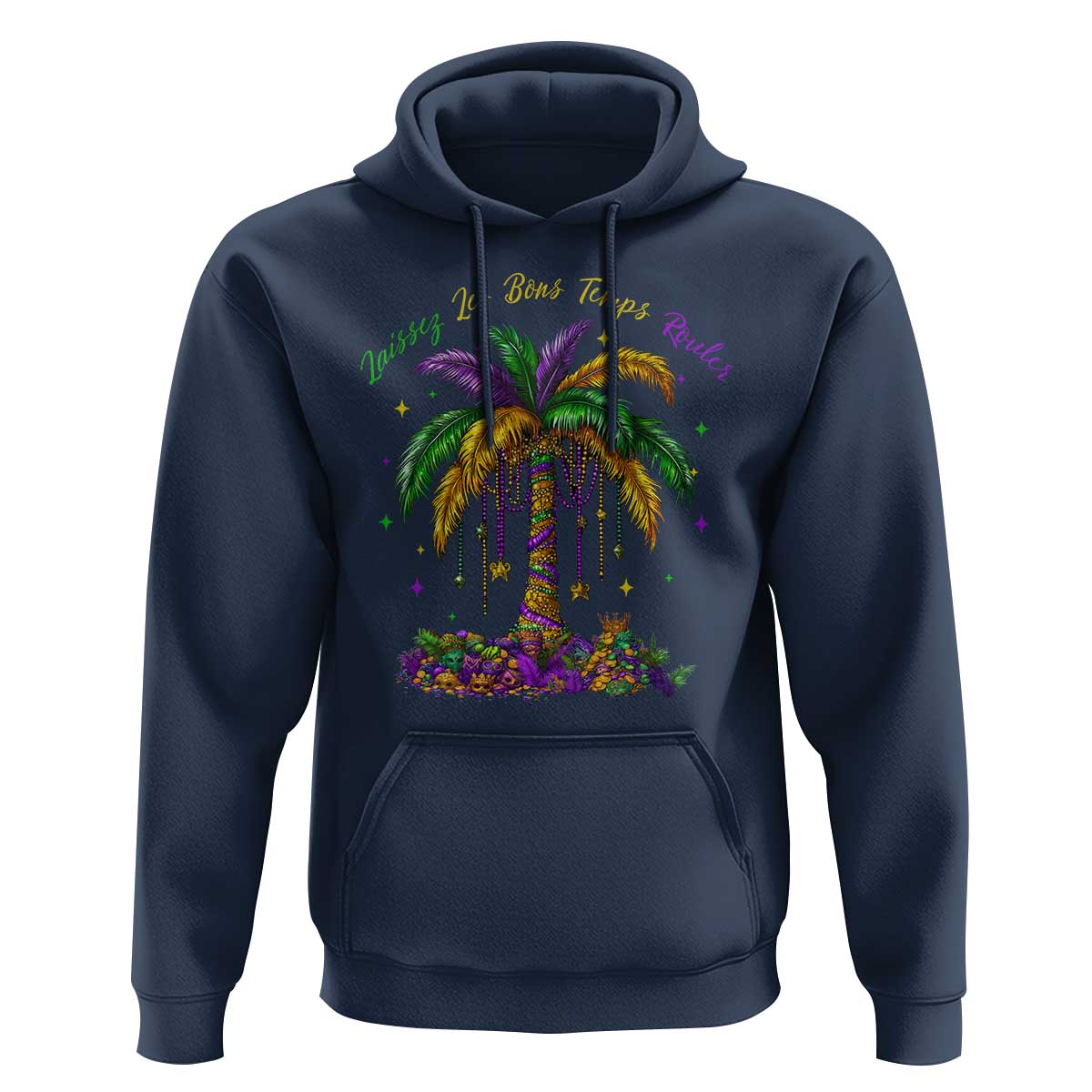 Funny Mardi Gras Coconut Palm Tree Hoodie Laissez Les Bons Temps Rouler Beads Masks