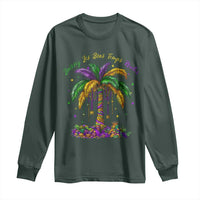 Funny Mardi Gras Coconut Palm Tree Long Sleeve Shirt Laissez Les Bons Temps Rouler Beads Masks