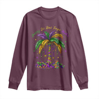 Funny Mardi Gras Coconut Palm Tree Long Sleeve Shirt Laissez Les Bons Temps Rouler Beads Masks
