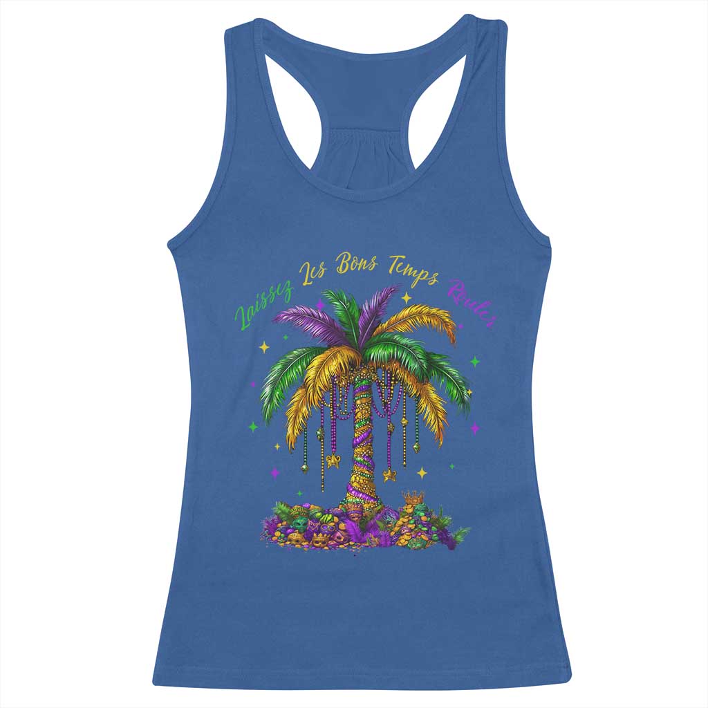 Funny Mardi Gras Coconut Palm Tree Racerback Tank Top Laissez Les Bons Temps Rouler Beads Masks