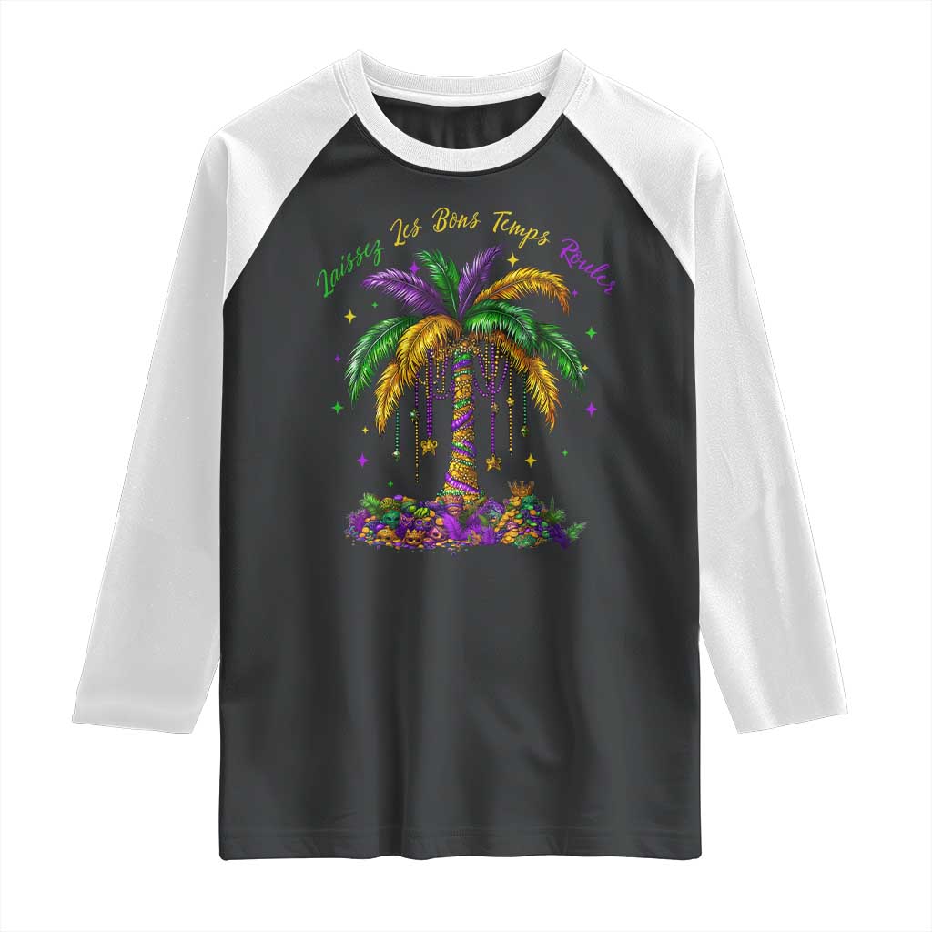 Funny Mardi Gras Coconut Palm Tree Raglan Shirt Laissez Les Bons Temps Rouler Beads Masks