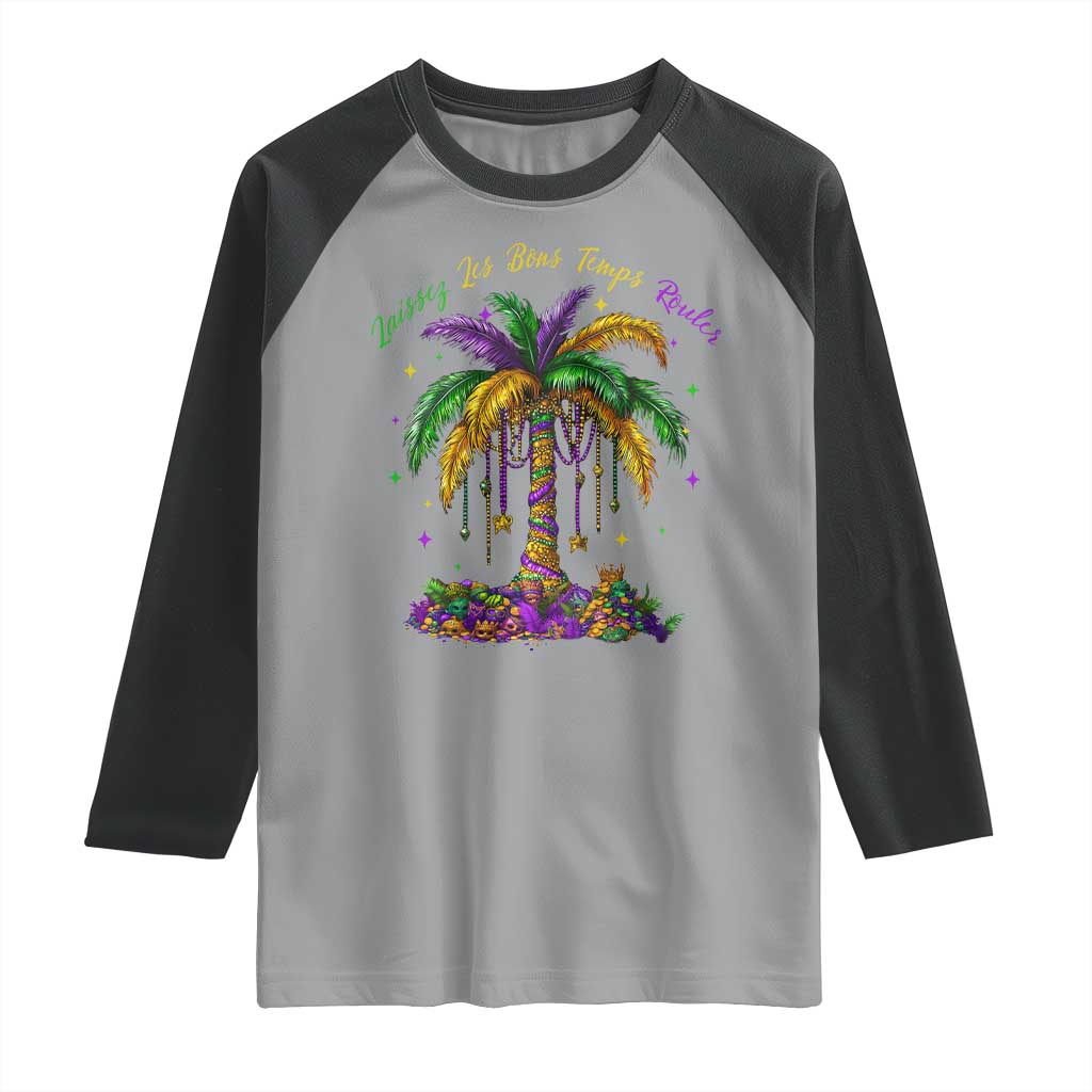 Funny Mardi Gras Coconut Palm Tree Raglan Shirt Laissez Les Bons Temps Rouler Beads Masks