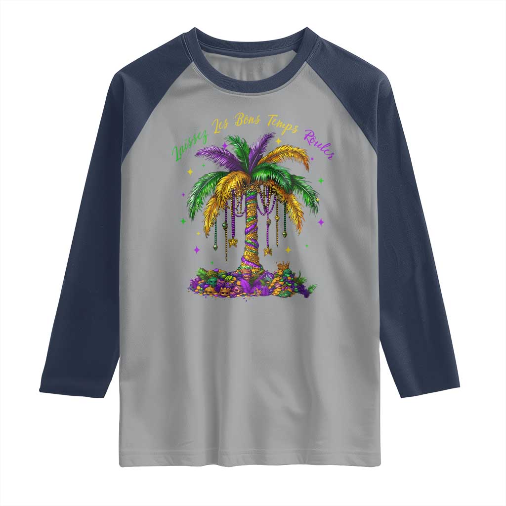 Funny Mardi Gras Coconut Palm Tree Raglan Shirt Laissez Les Bons Temps Rouler Beads Masks