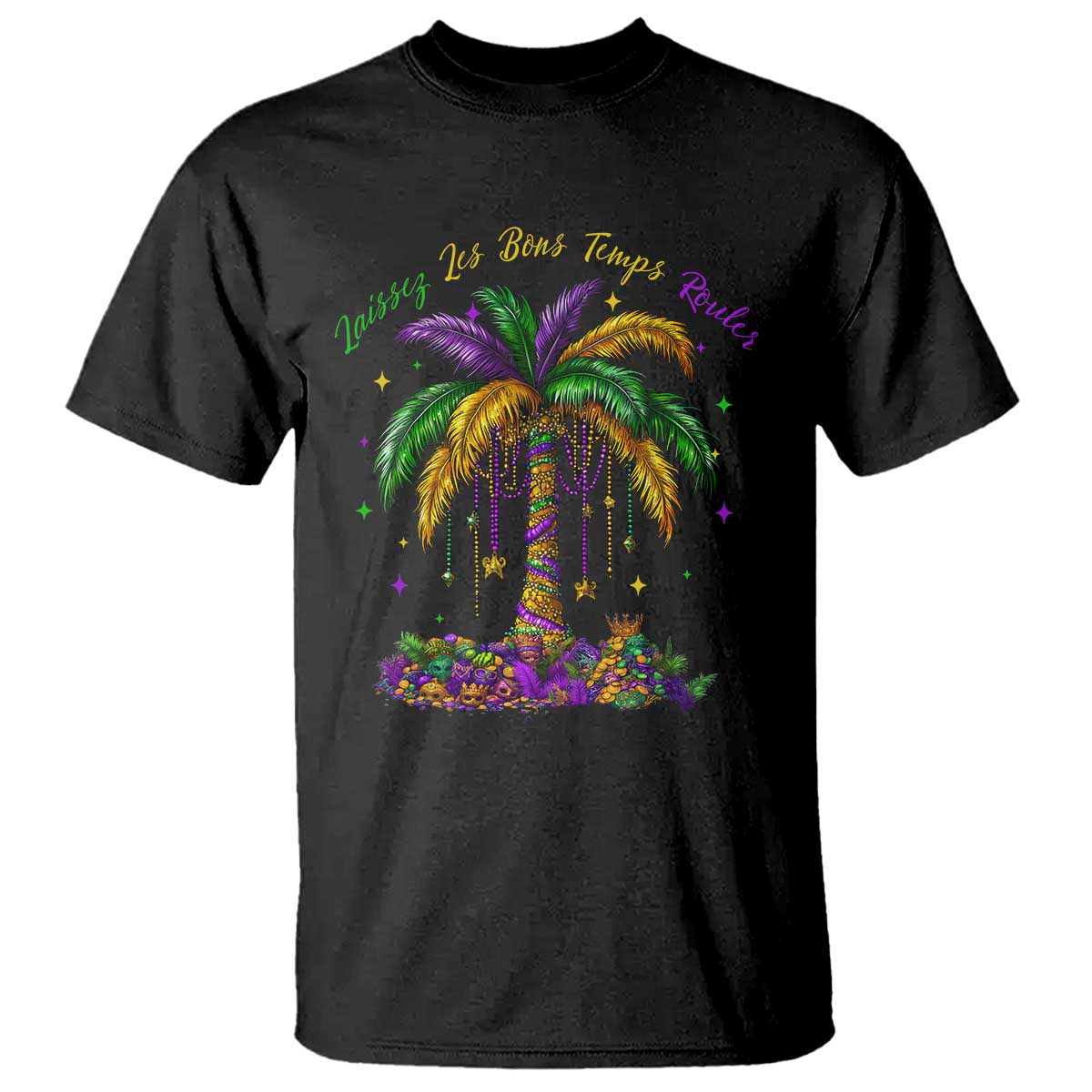 Funny Mardi Gras Coconut Palm Tree T Shirt Laissez Les Bons Temps Rouler Beads Masks