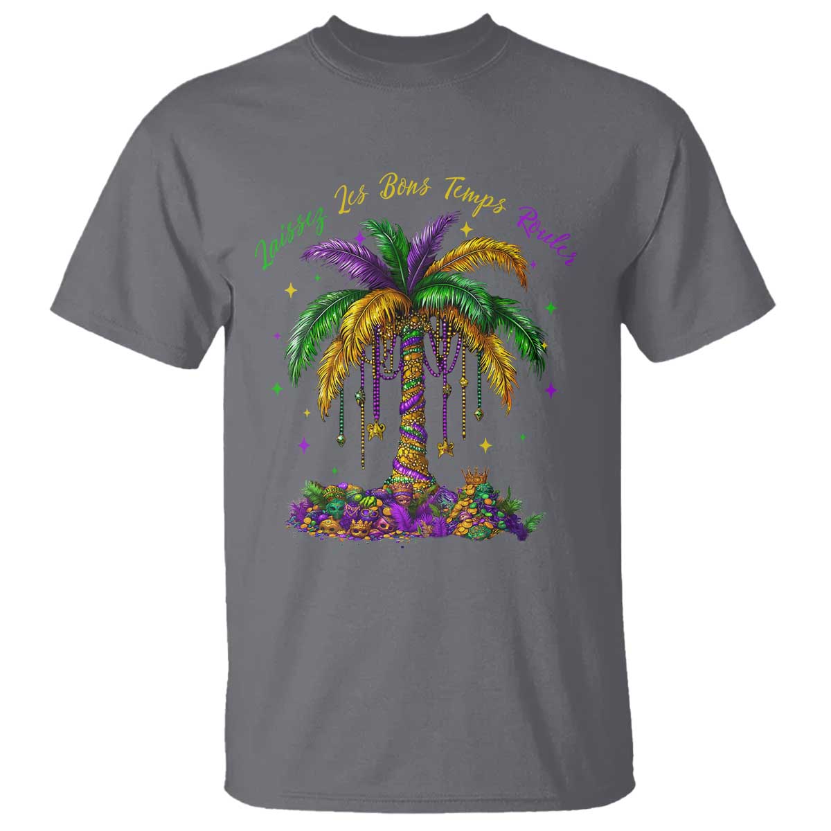 Funny Mardi Gras Coconut Palm Tree T Shirt Laissez Les Bons Temps Rouler Beads Masks