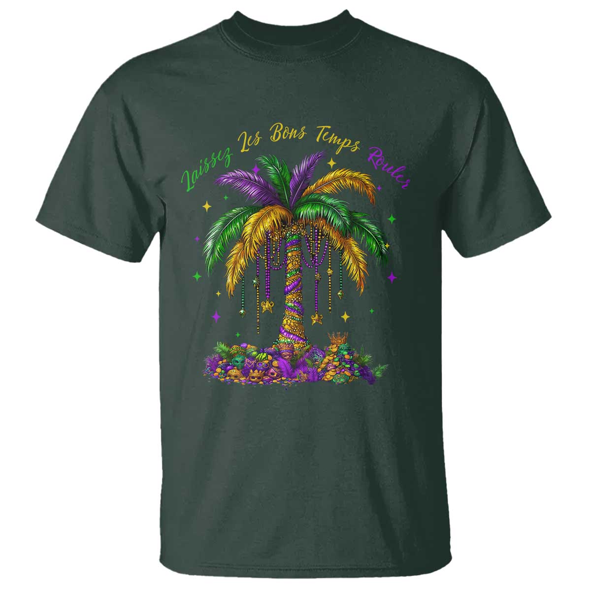 Funny Mardi Gras Coconut Palm Tree T Shirt Laissez Les Bons Temps Rouler Beads Masks