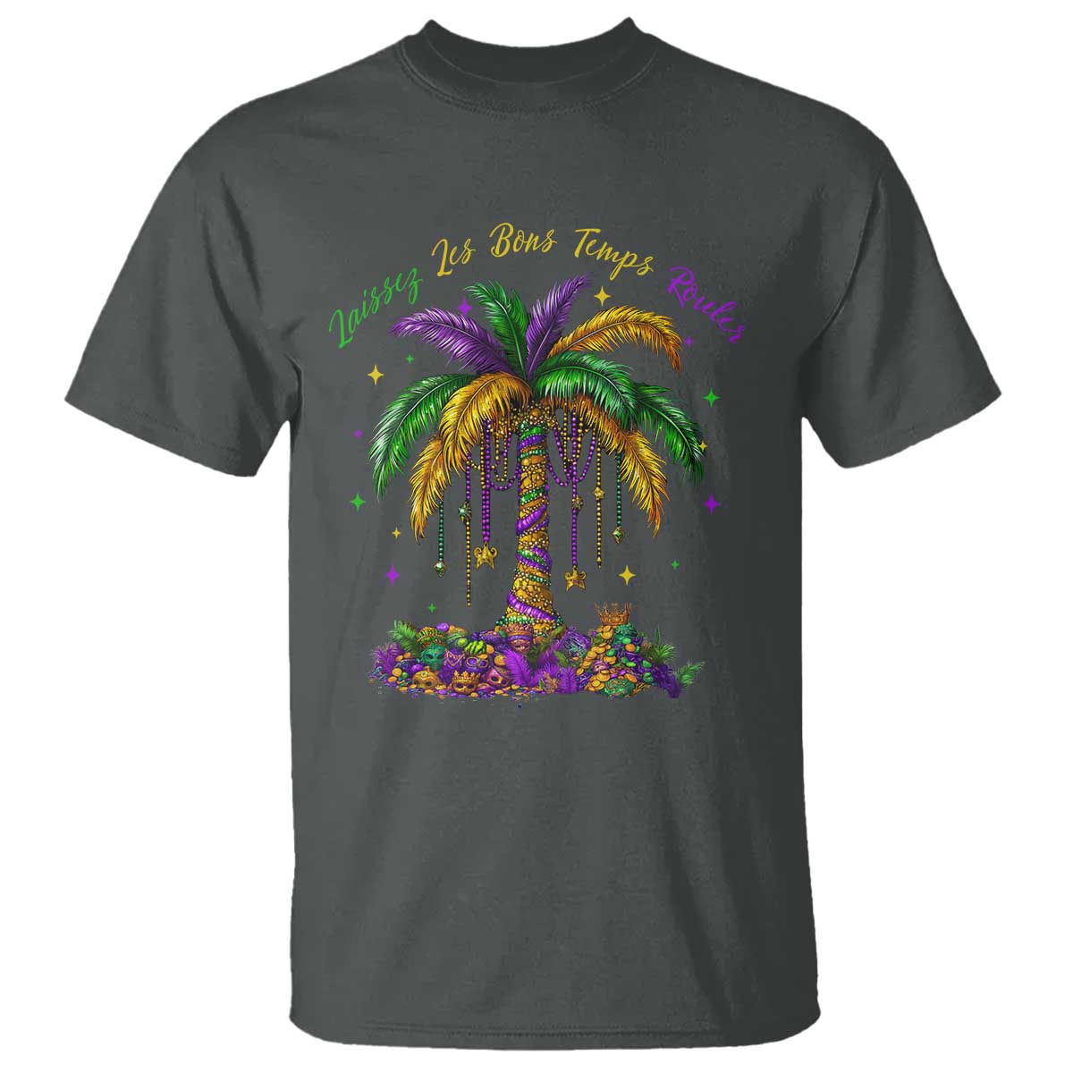 Funny Mardi Gras Coconut Palm Tree T Shirt Laissez Les Bons Temps Rouler Beads Masks