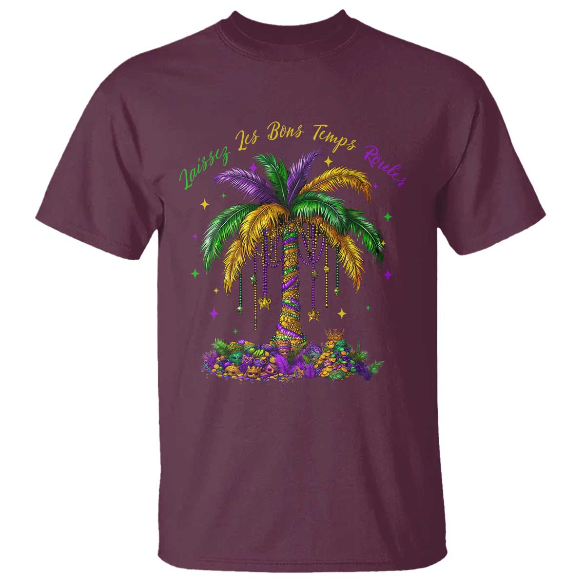 Funny Mardi Gras Coconut Palm Tree T Shirt Laissez Les Bons Temps Rouler Beads Masks