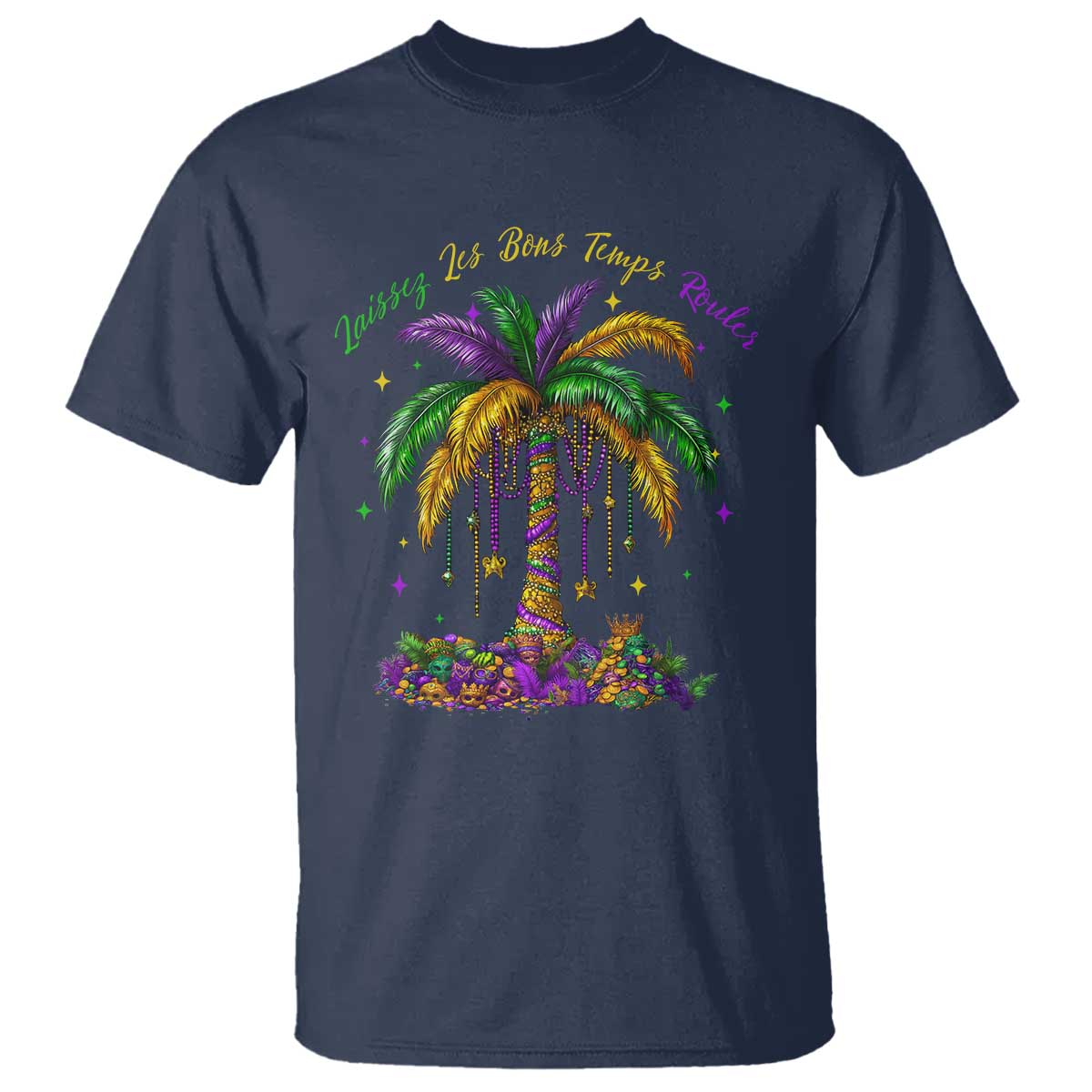 Funny Mardi Gras Coconut Palm Tree T Shirt Laissez Les Bons Temps Rouler Beads Masks