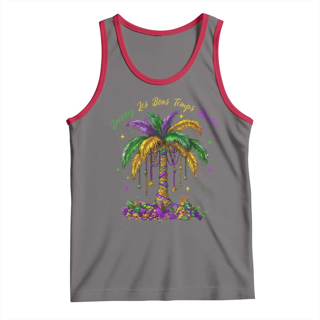 Funny Mardi Gras Coconut Palm Tree Tank Top Laissez Les Bons Temps Rouler Beads Masks