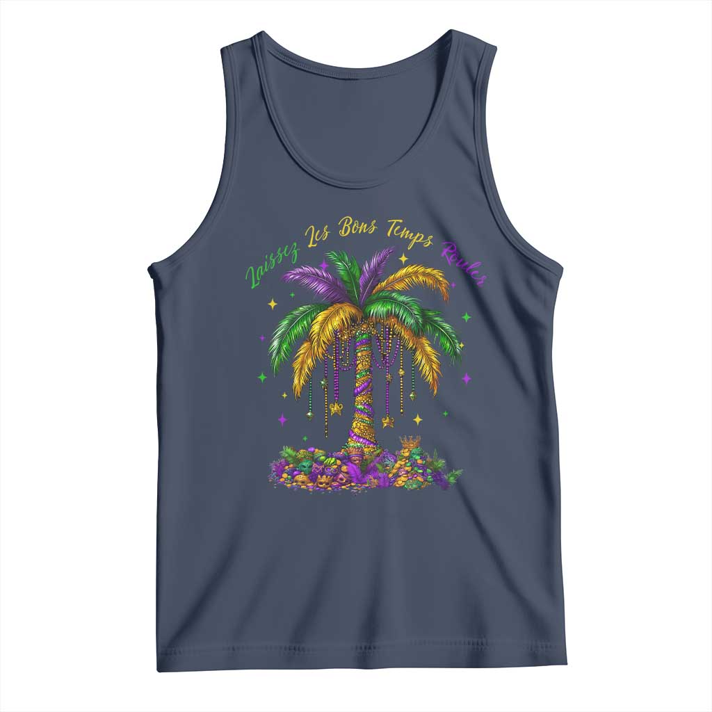 Funny Mardi Gras Coconut Palm Tree Tank Top Laissez Les Bons Temps Rouler Beads Masks