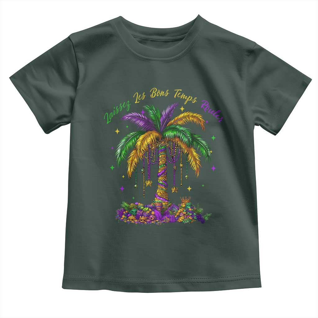 Funny Mardi Gras Coconut Palm Tree Toddler T Shirt Laissez Les Bons Temps Rouler Beads Masks