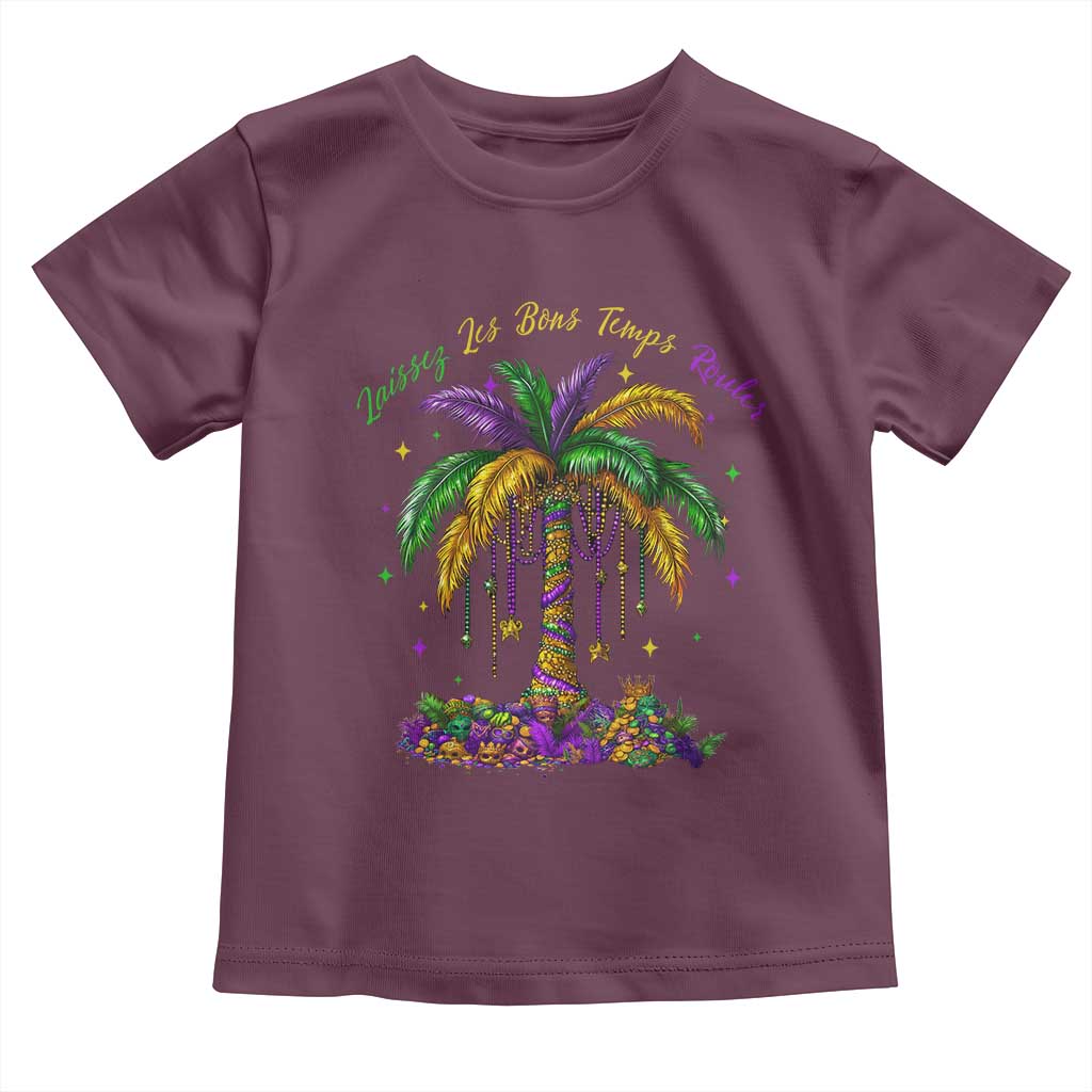 Funny Mardi Gras Coconut Palm Tree Toddler T Shirt Laissez Les Bons Temps Rouler Beads Masks