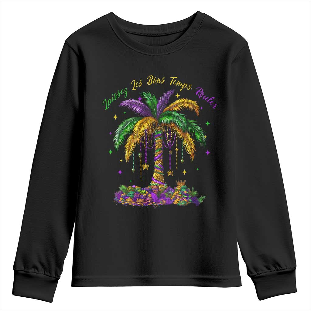 Funny Mardi Gras Coconut Palm Tree Youth Sweatshirt Laissez Les Bons Temps Rouler Beads Masks