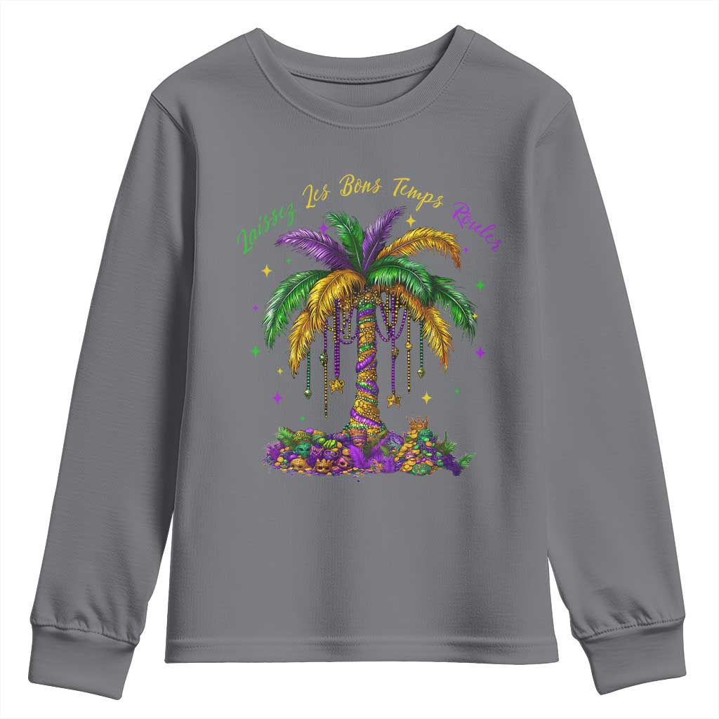Funny Mardi Gras Coconut Palm Tree Youth Sweatshirt Laissez Les Bons Temps Rouler Beads Masks