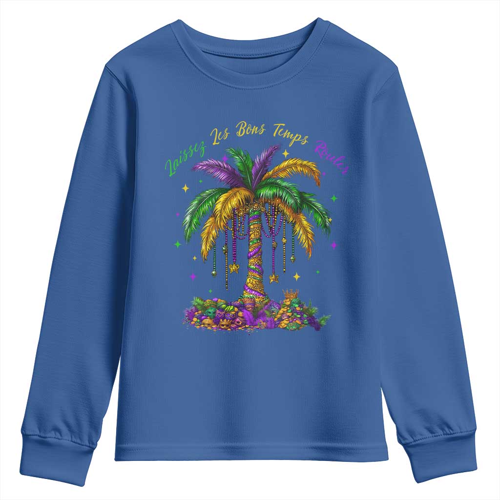 Funny Mardi Gras Coconut Palm Tree Youth Sweatshirt Laissez Les Bons Temps Rouler Beads Masks
