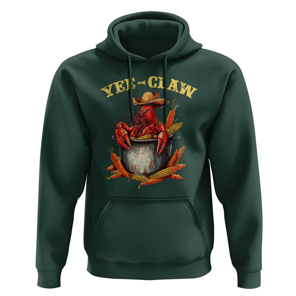 Funny Louisiana Crawfish Cowboy Hoodie Yee Claw Cajun Seafood