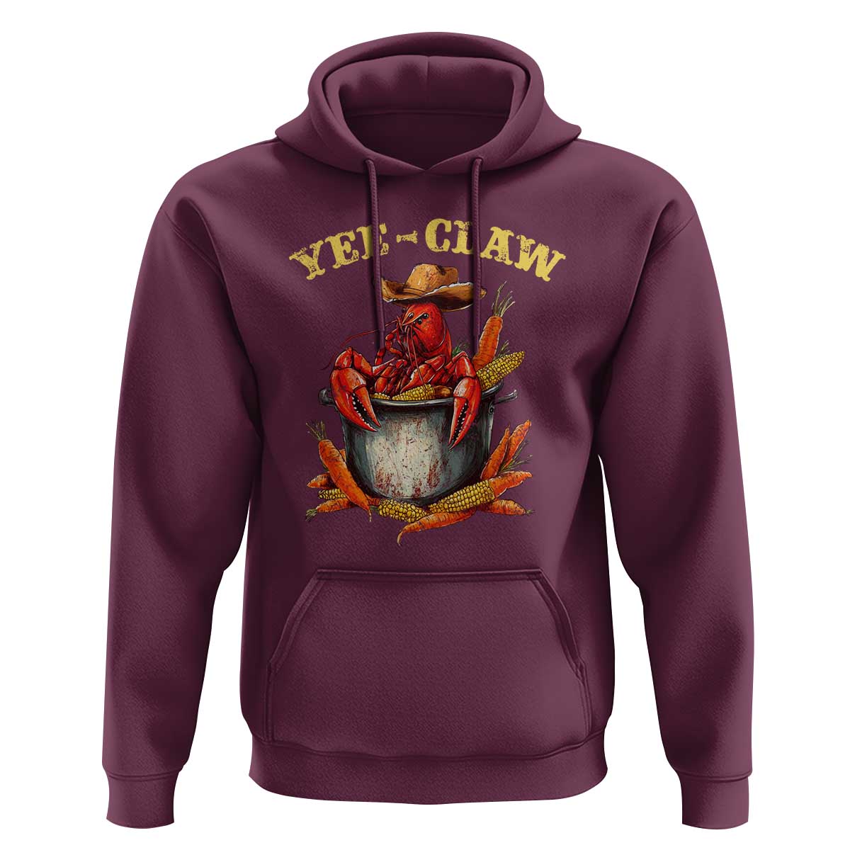Funny Louisiana Crawfish Cowboy Hoodie Yee Claw Cajun Seafood