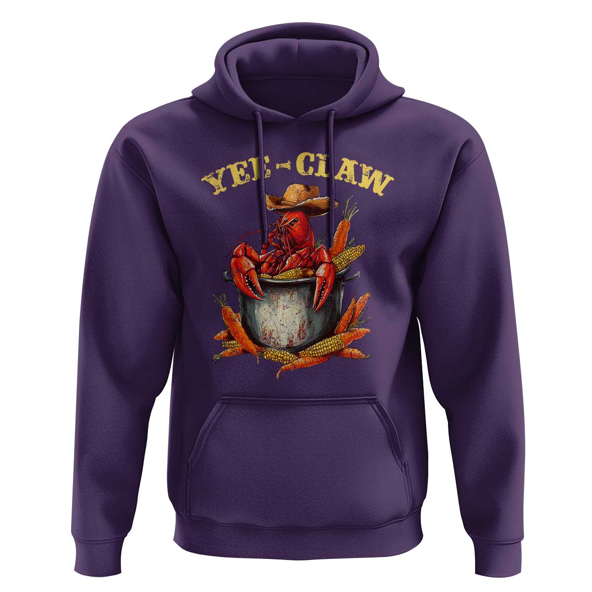 Funny Louisiana Crawfish Cowboy Hoodie Yee Claw Cajun Seafood