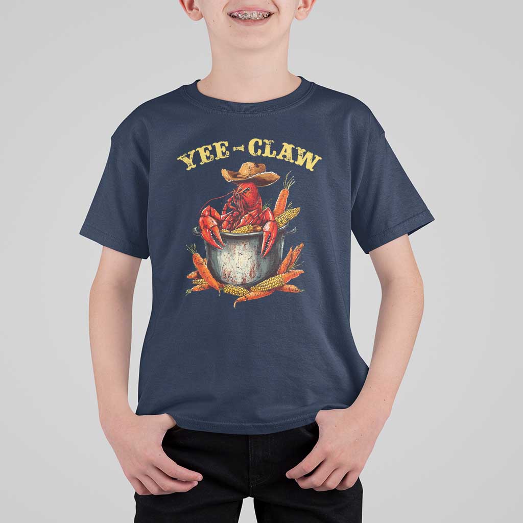 Funny Louisiana Crawfish Cowboy T Shirt For Kid Yee Claw Cajun Seafood