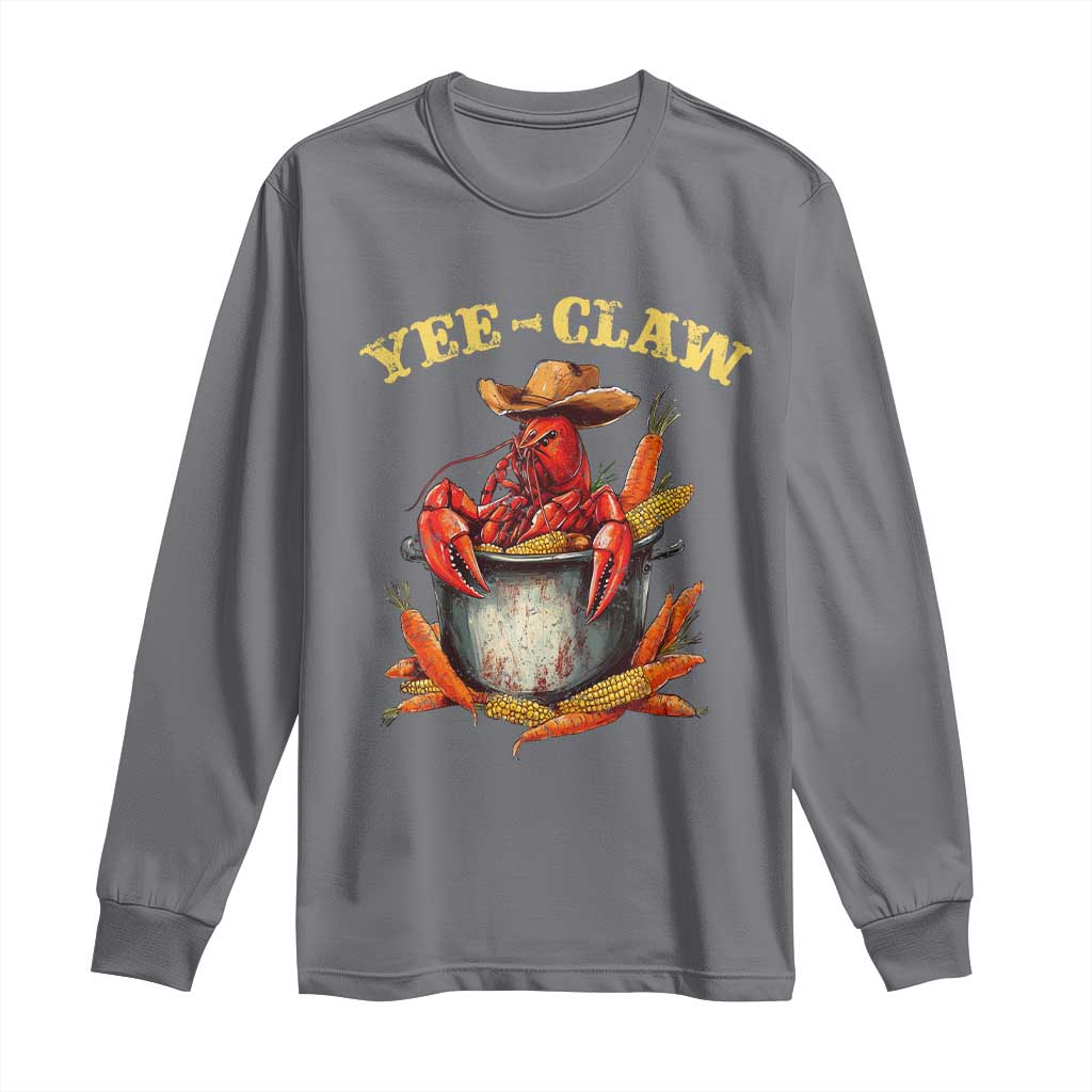 Funny Louisiana Crawfish Cowboy Long Sleeve Shirt Yee Claw Cajun Seafood