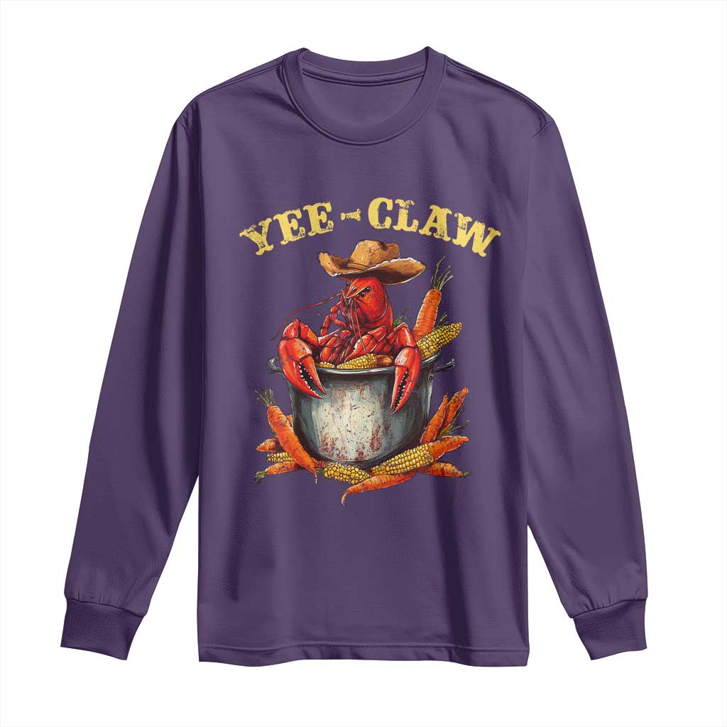 Funny Louisiana Crawfish Cowboy Long Sleeve Shirt Yee Claw Cajun Seafood
