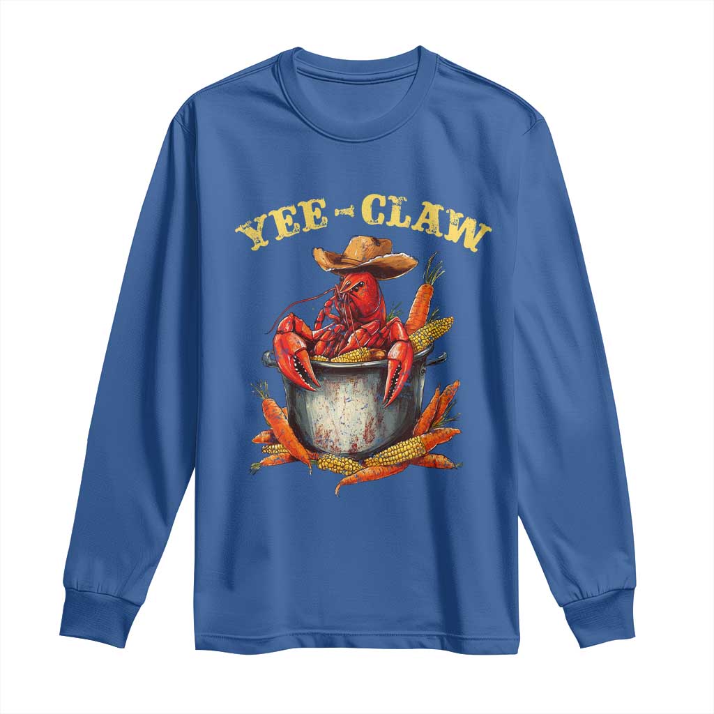 Funny Louisiana Crawfish Cowboy Long Sleeve Shirt Yee Claw Cajun Seafood