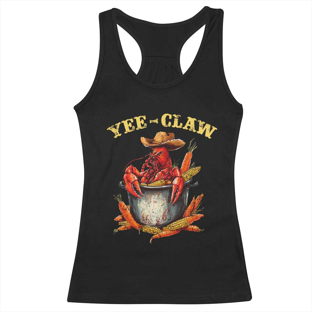 Funny Louisiana Crawfish Cowboy Racerback Tank Top Yee Claw Cajun Seafood